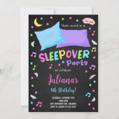 Black Sleepover Party Anniversaire Invitation (Devant)