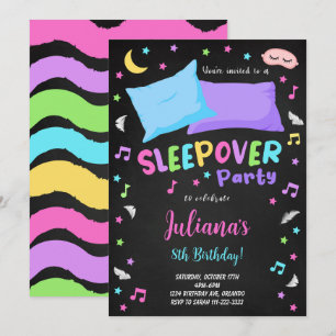 Black Sleepover Party Verjaardag uitnodiging