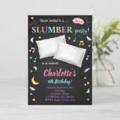 Black Sleepover Slumber Party uitnodiging (Staand voorkant)