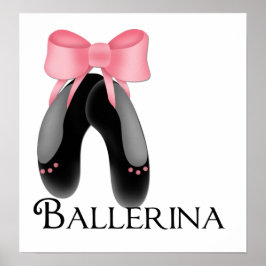 Black Slippers - Ballerina Print