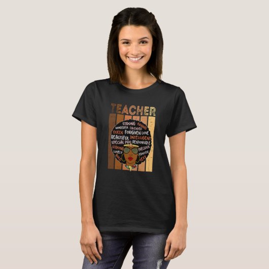 Black Smart Teacher Afro Love Melanin African Amer T-shirt (Voorkant volledig)