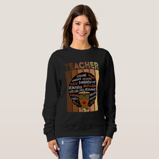 Black Smart Teacher Afro Love Melanin African Amer Trui (Voorkant volledig)