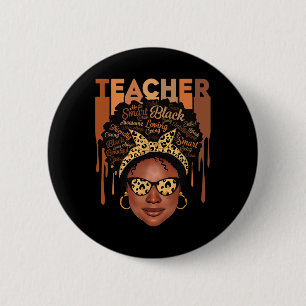 Black Smart Teacher Black History Month Shirt voor Ronde Button 5,7 Cm