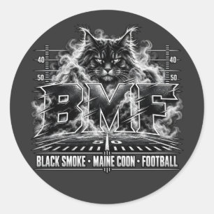 Black Smoke Maine Coon Voetbal Grunge Kunst Ronde Sticker