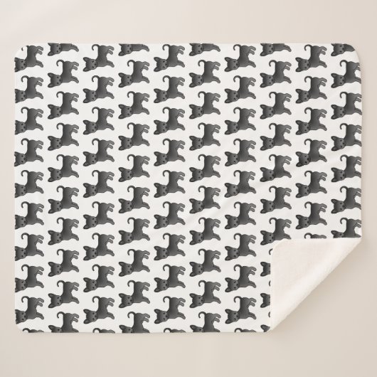 Black Smooth Coat Chihuahua Cartoon Dog Pattern Sherpa Deken (Voorkant (horizontaal))
