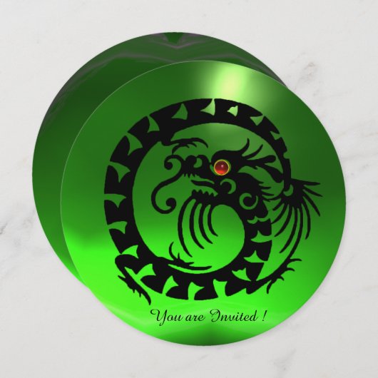 BLACK SNAKE DRAGON EMERALD GREEN GEM STONE KAART (Voorkant / Achterkant)