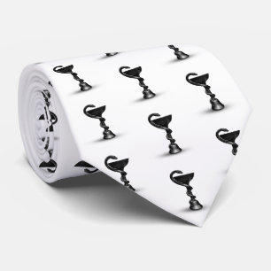 Black Snake Medical Bowl Hygieia White Caduceus Stropdas