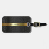 Black Snakeskin Digital Leather Gold Metal Bagagelabel (Voorkant horizontaal)