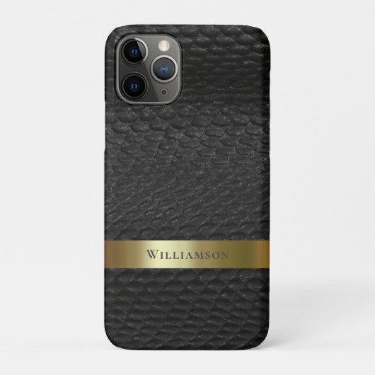 Black Snakeskin Digital Leather Gold Metal Case-Mate iPhone Case (Achterkant)