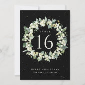 Black Snowberry+Eucalyptus Holiday Numéro de table (Dos)