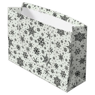 Black Snowflakes Motifs de Noël Grand sac cadeau