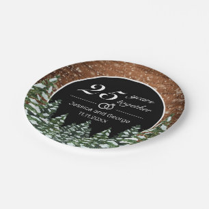 Black Snowy Wood & Forest Wedding Jubileum Papieren Bordje