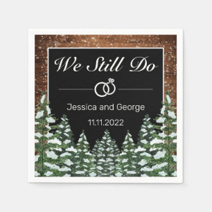 Black Snowy Wood & Forest Wedding Jubileum Servet