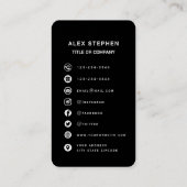 Black Social Media Modern Logo Carte de visite (Dos)