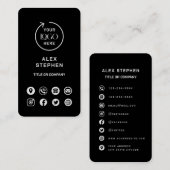 Black Social Media Modern Logo Carte de visite (Devant / Derrière)