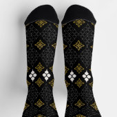 Black socks featuring a gold and white pattern  sokken (Top)