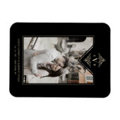 Black Sophisticate Flourish Chic Golden Initialen Magneet (Horizontaal)