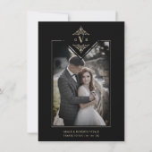 Black Sophisticate Flourish Chic Golden Initials Bedankkaart (Voorkant)