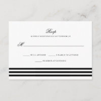 Black Sophisticated Stripes Mariage RSVP