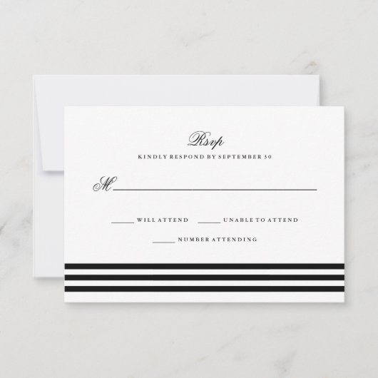 Black Sophisticated Stripes Mariage RSVP (Devant)
