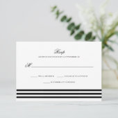Black Sophisticated Stripes Mariage RSVP (Debout devant)
