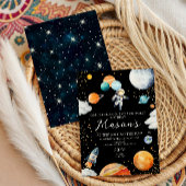 Black Space Astronaut Balloon Planets 1st Trip Kaart