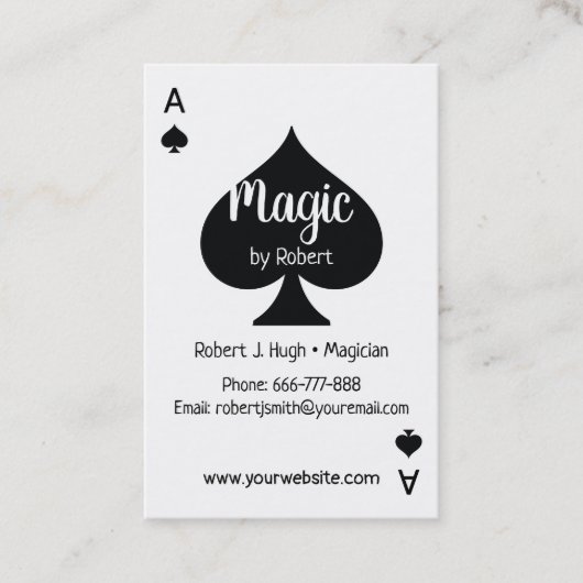 Black Spade Ace Poker Visitekaartje (Voorkant)