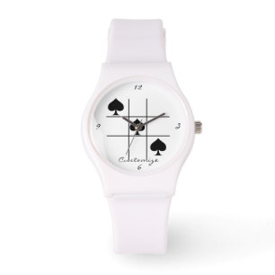 Black Spades Tic Tac Toe Thunder_Cove Horloge