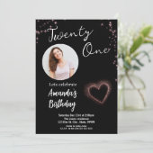 Black Sparkle 21ème anniversaire Invitation (Debout devant)