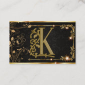 Black Sparkle Gold Letter Monogram Visitekaartje (Voorkant)