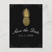 Black Sparkle Gold Pineapple Glam Bewaar de datum Aankondigingskaart (Voorkant)