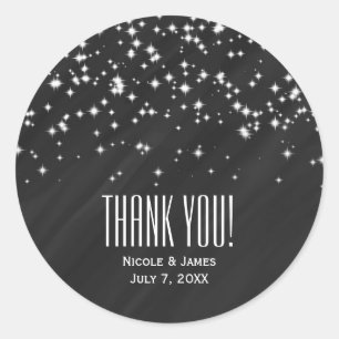 Black & Sparkle Stars Elegante Glamour Favor Ronde Sticker