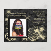 Black Sparkle Swirl Afstuderen aangekondigd Uitnodiging Briefkaart (Voorkant)
