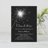 Black Sparkler Afstuderen Celebration Invitation Kaart (Staand voorkant)