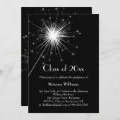 Black Sparkler Afstuderen Celebration Invitation Kaart (Voorkant / Achterkant)