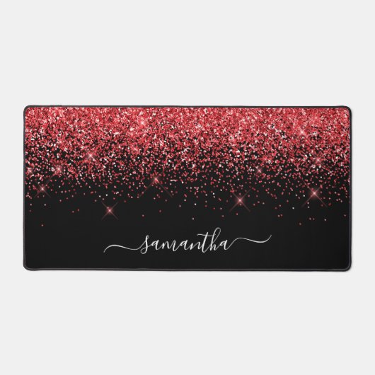 Black Sparkly Red Glitter Elegant Name (Recto)