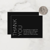 Black | Speciaal modern minimalistisch dank u Notitiekaartje (Voorkant / Achterkant in situ)