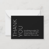 Black | Speciaal modern minimalistisch dank u Notitiekaartje (Voorkant)