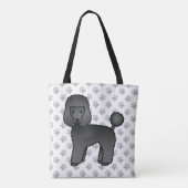 Black Speelgoed Poodle Cute Cartoon Dog Draagtas (Achterkant)