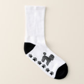 Black Speelgoed Poodle Cute Cartoon Dog & Paws Sokken (Links binnenkant)