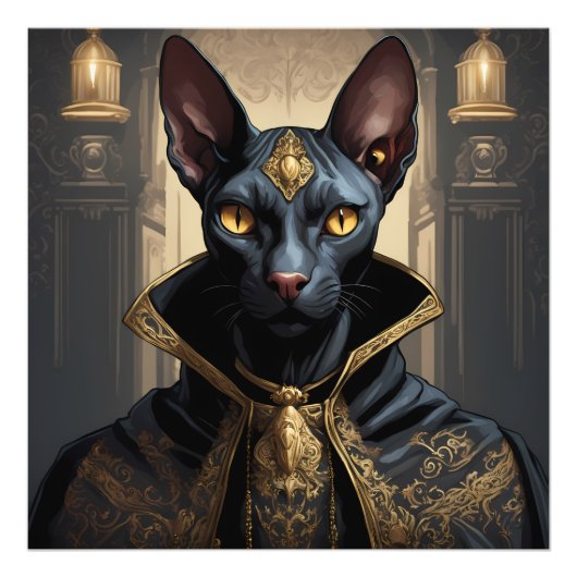 Black Sphynx Chat Art Goth Dracula Photographie Im (Devant)