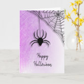 Black Spider en Web Happy Halloween Kaart (Gele Bloem)