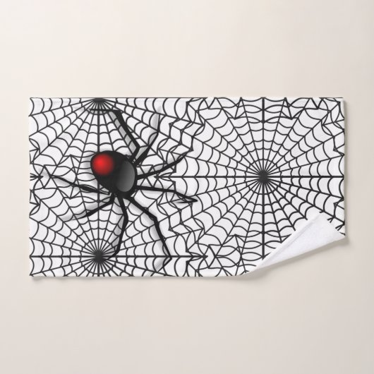 Black Spider et Web Halloween Accueil Invité (Serviette à main)