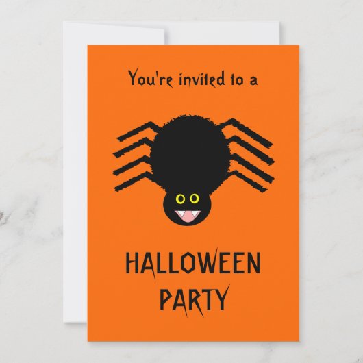 Black Spider Halloween Party Invitati Kaart (Voorkant)