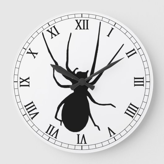Black Spider Round Roman Nummerklok Grote Klok (Voorkant)