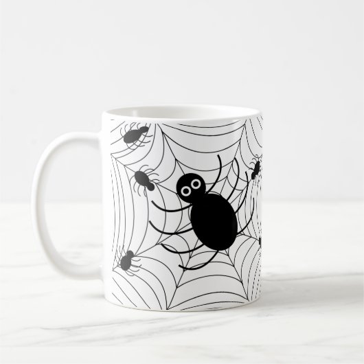 Black Spider Web Halloween Decor Koffiemok (Links)