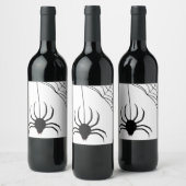 Black Spider Web Halloween Wijn Etiket (Flessen)
