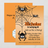 Black Spider Web Oranje Hallowen Party Invite Kaart (Voorkant / Achterkant)