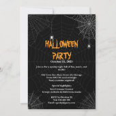 Black Spider Web Typografie Halloween Party Kaart (Voorkant)