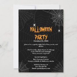 Black Spider Web Typografie Halloween Party Kaart